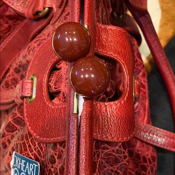 LOCKHART red embossed leather large satchel new! - Picture 5 of 16